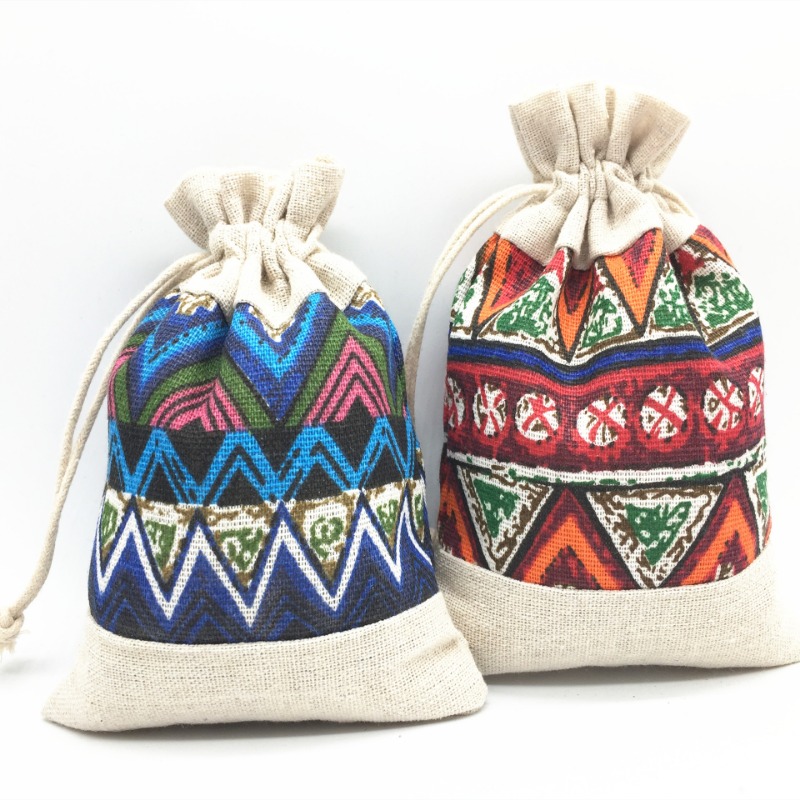 Cable Organizer Travel - Etnische Stijl Tas met Trekkoord Sieraden