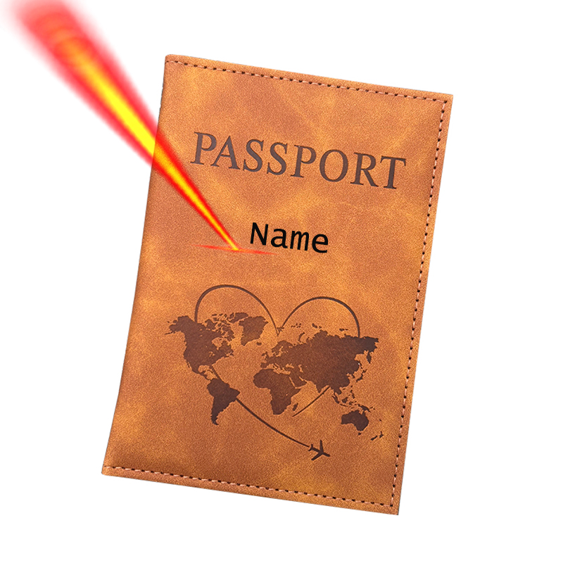 Travel Accessories Gifts For Men - Gepersonaliseerde naam paspoorthouder reisportemonnee gegraveerde lederen